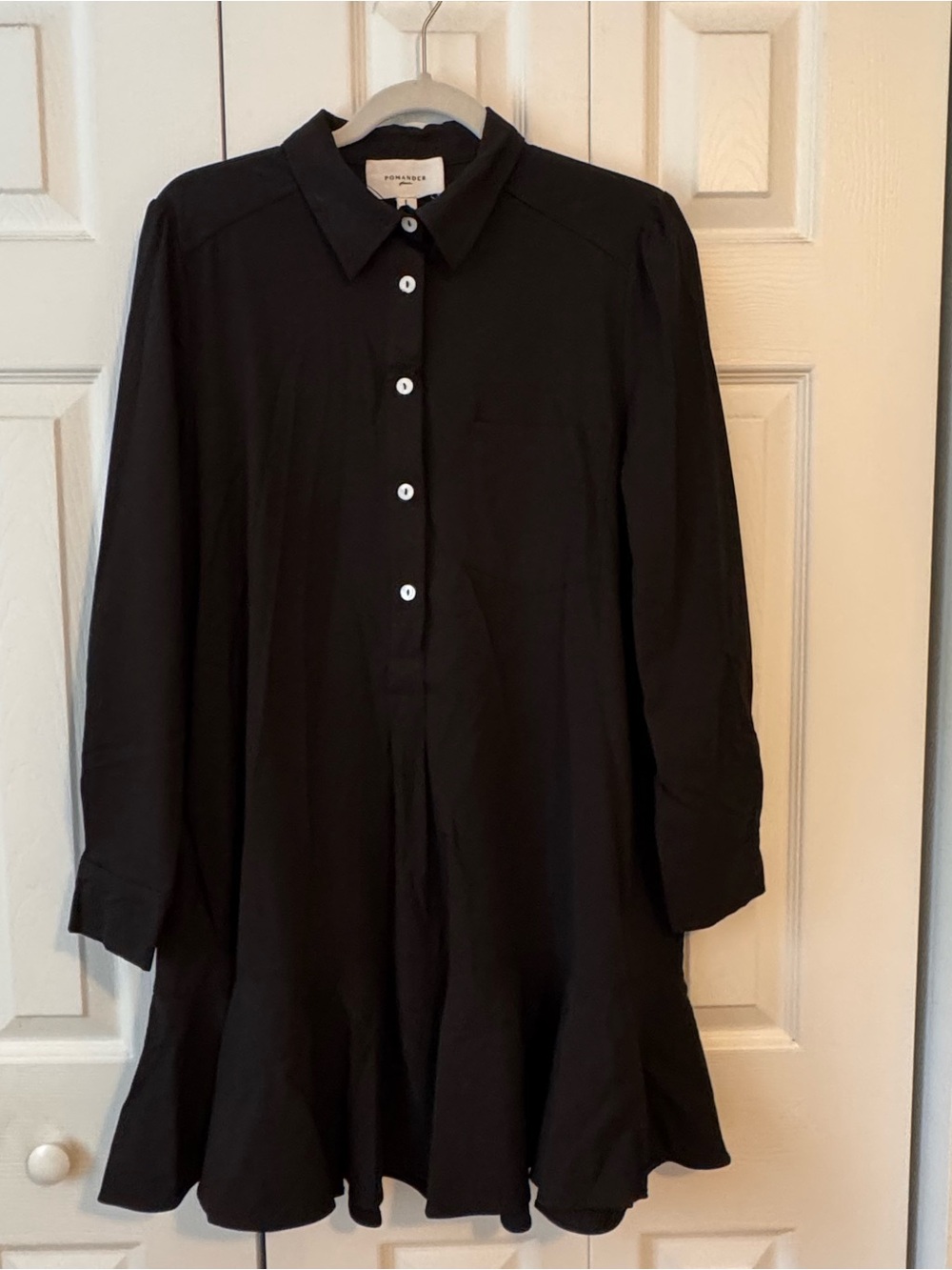 Tuckernuck Pomander Place Black Mini Button-Front Shirtdress
